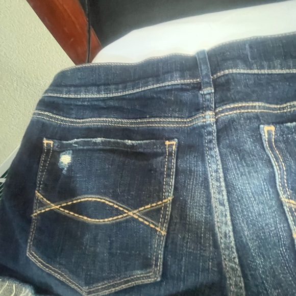 NEW Abercrombie & Fitch Blue Jean Shorts Distressed Cut-Off - Picture 8 of 8